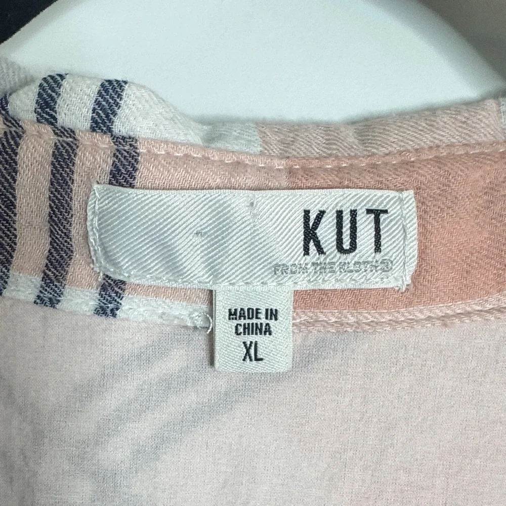 Kut Coral Plaid Button-Up Shirt - Picture 2 of 4